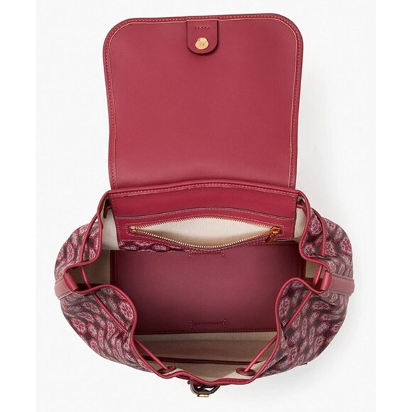 S Kate Spade Flower Monogram Mia Flap Backpack NWT Garnet Rose K9028 $348 main image 4